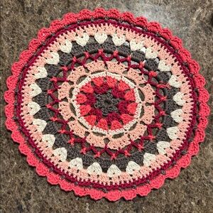 Crochet Doily, Placemat, Trivet, 100% Cotton, Handmade by Seller, 12"